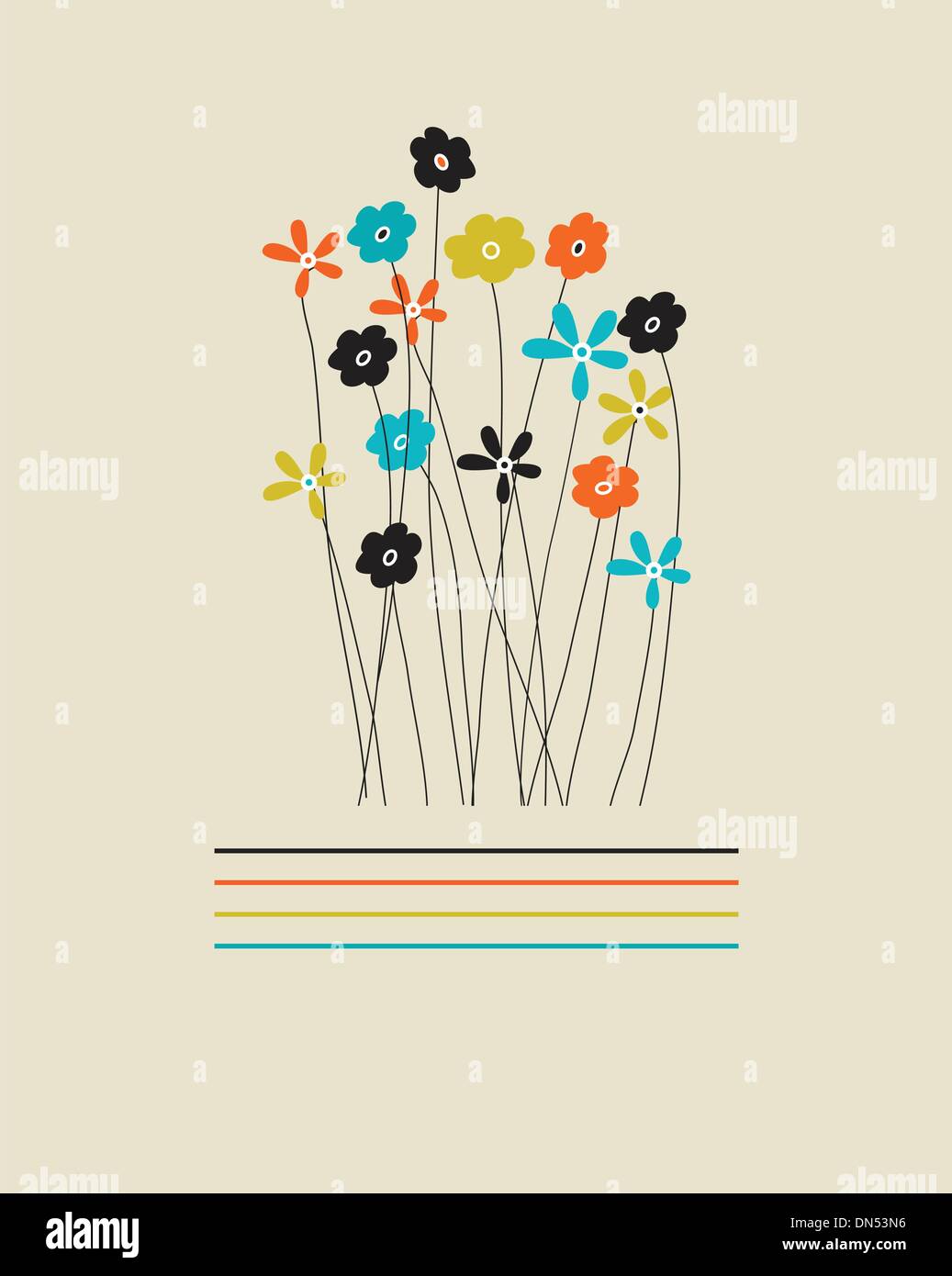 Vintage card with hand drawn flowers Stock Vector Image & Art - Alamy