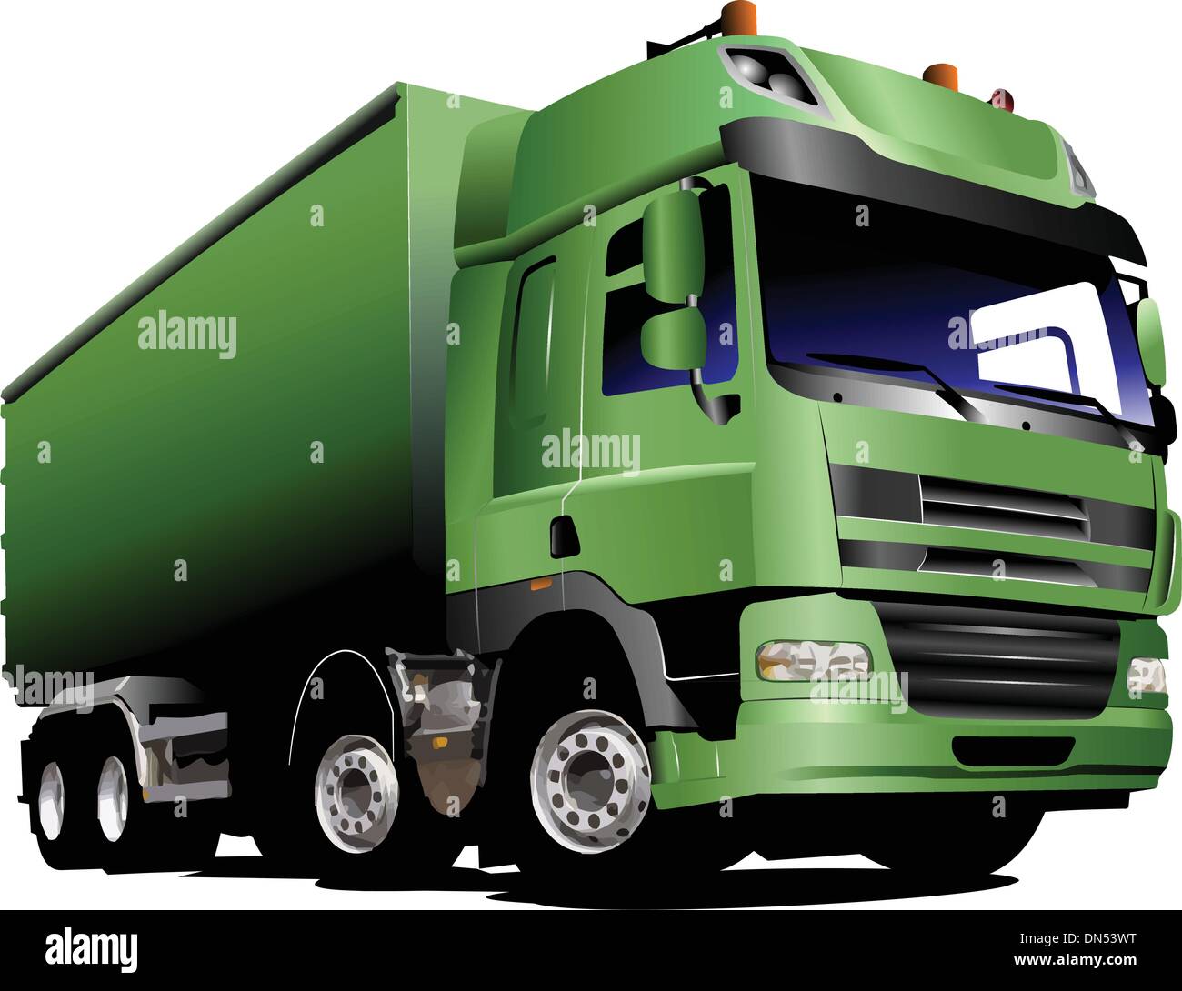 Green truck on the road. Vector illustration Stock Vector Image & Art ...