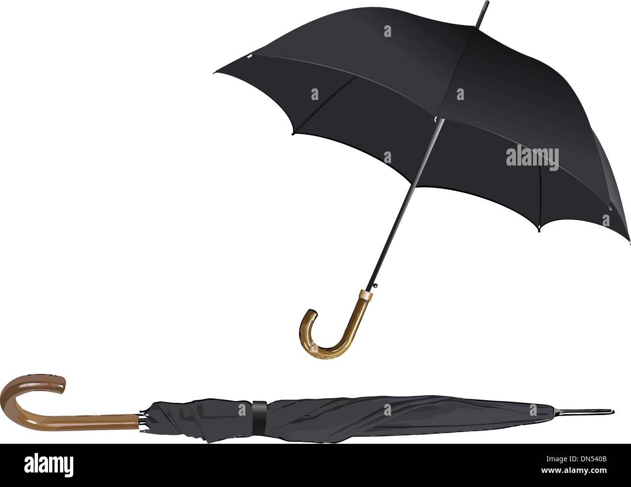 Opened and closed black umbrella. Vector illustration Stock Vector Image & Art Alamy