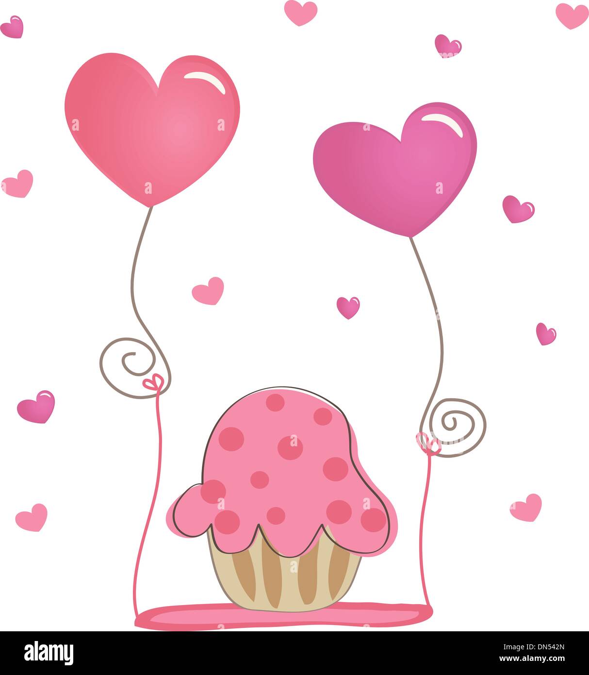 Birthday cupcake. Vector card. Stock Vector