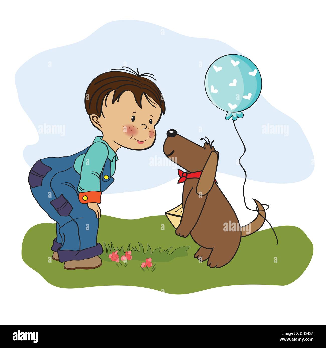 Little Boy Pet Dog Illustration Stock Vector Images - Alamy