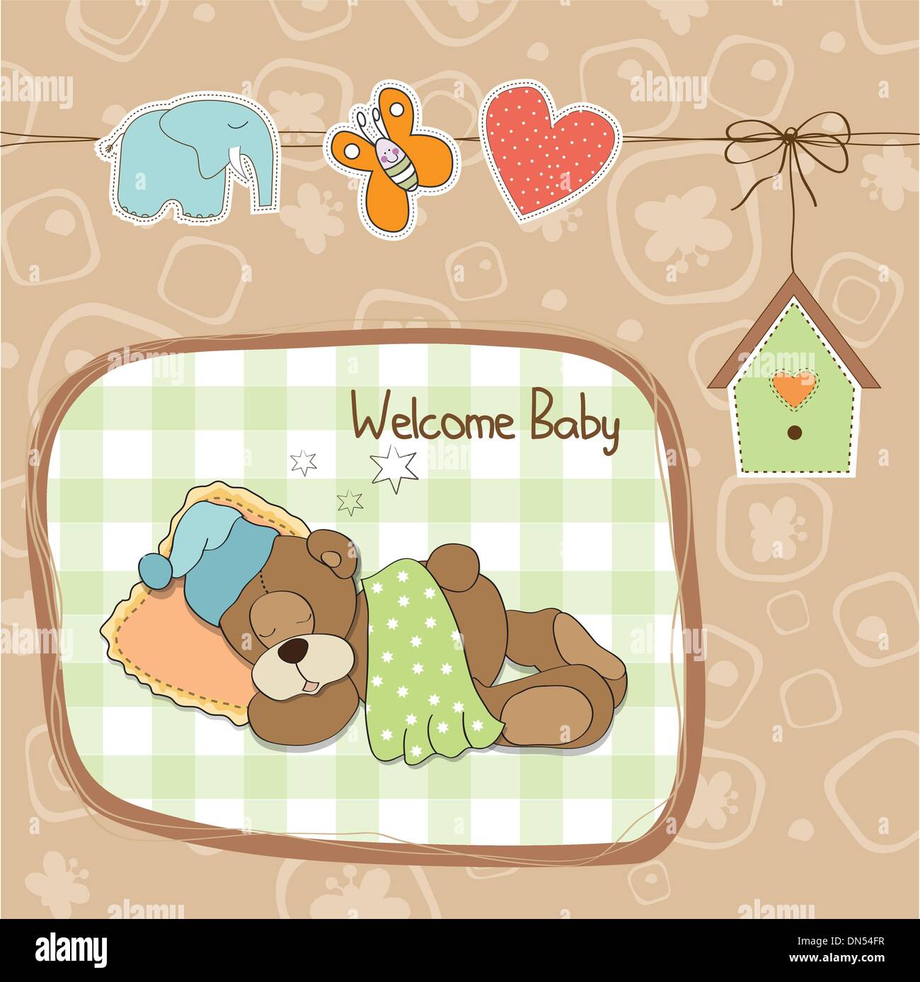 baby shower card with teddy bear toy Stock Vector Image & Art Alamy