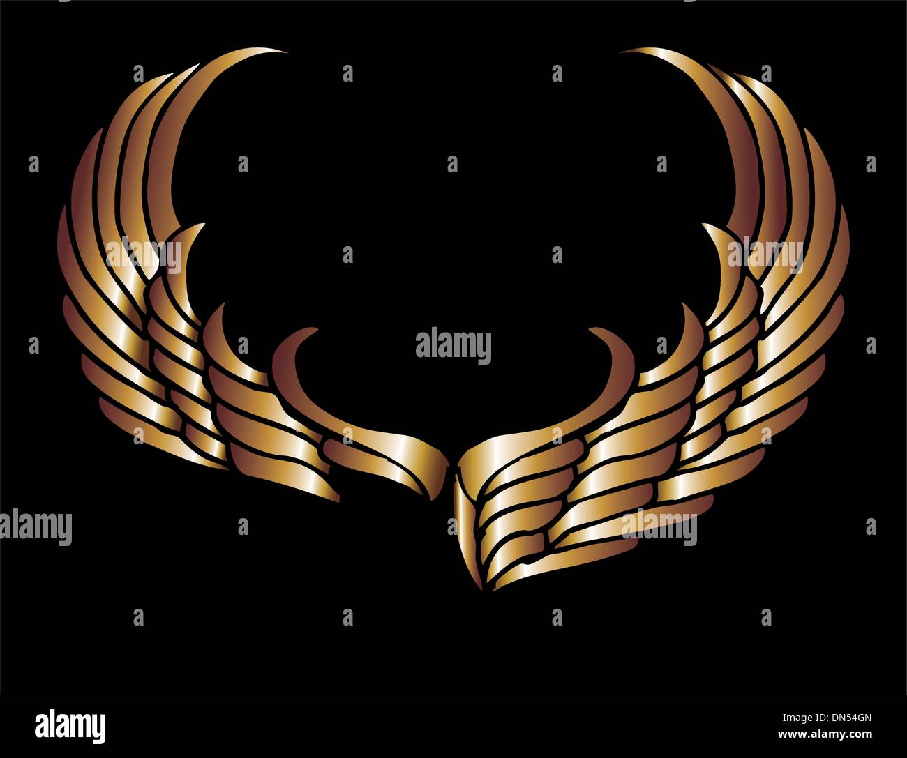 metalic gold wings and shield vector art Stock Vector