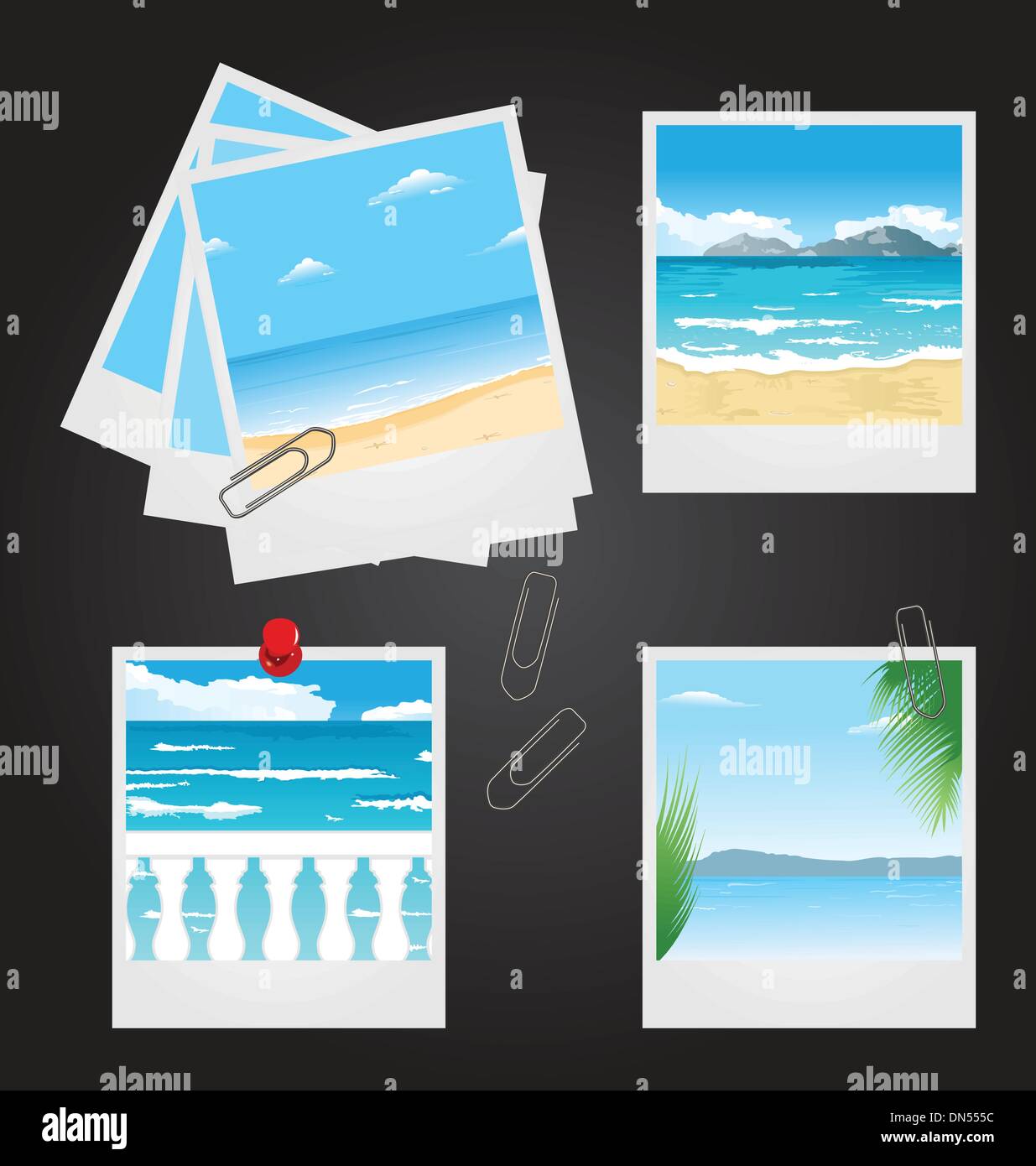Set photo frames with beaches Stock Vector