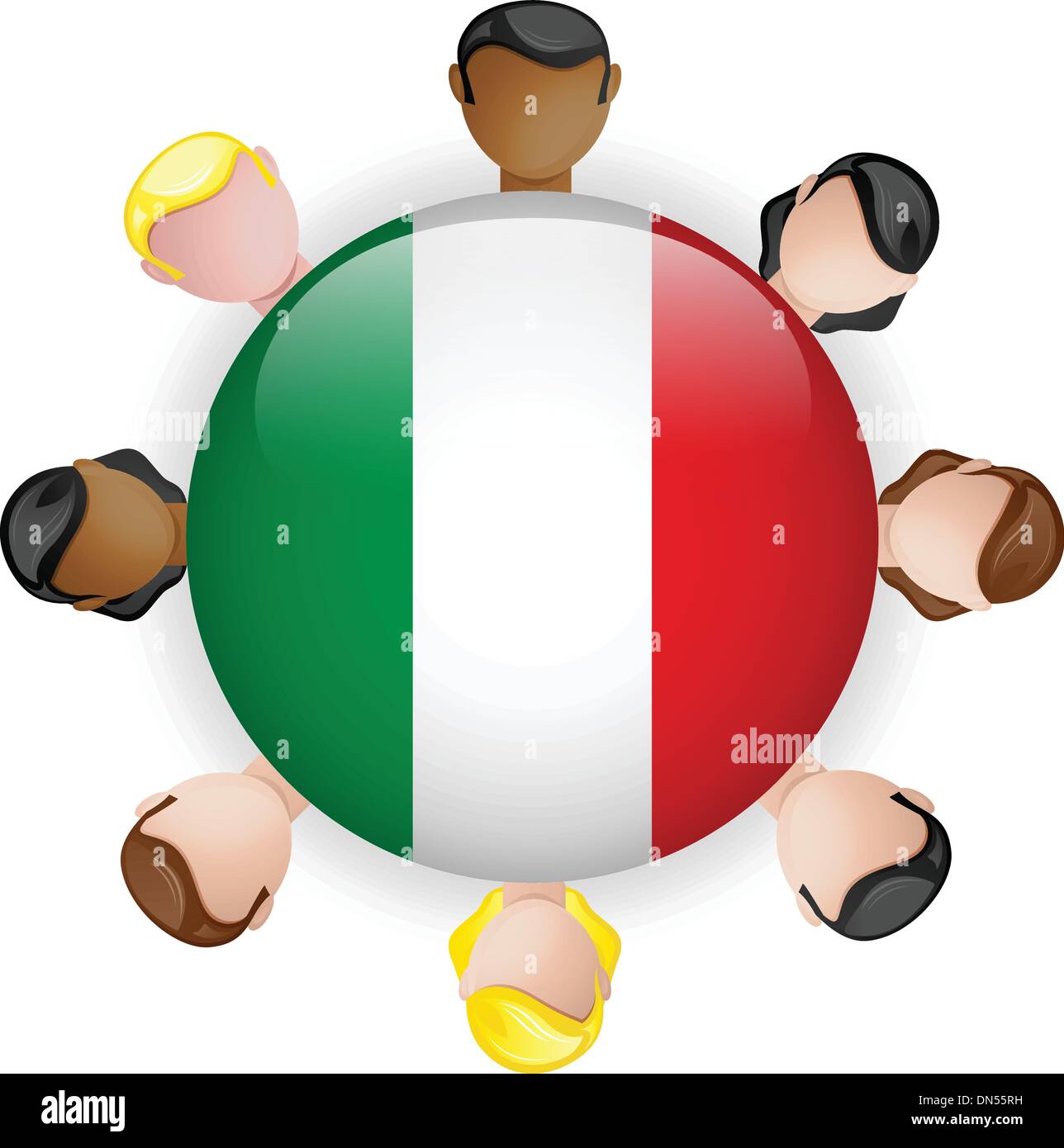 Italy Flag Button Teamwork People Group Stock Vector