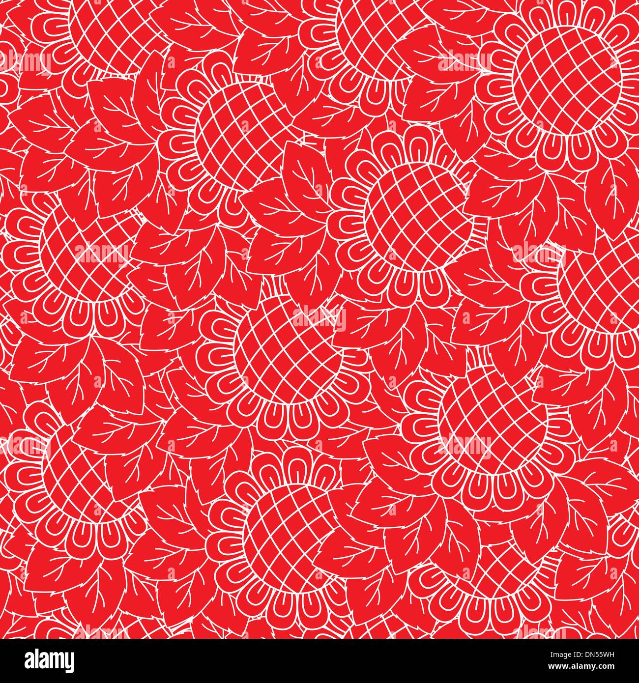 Sunflowers red seamless background Stock Vector