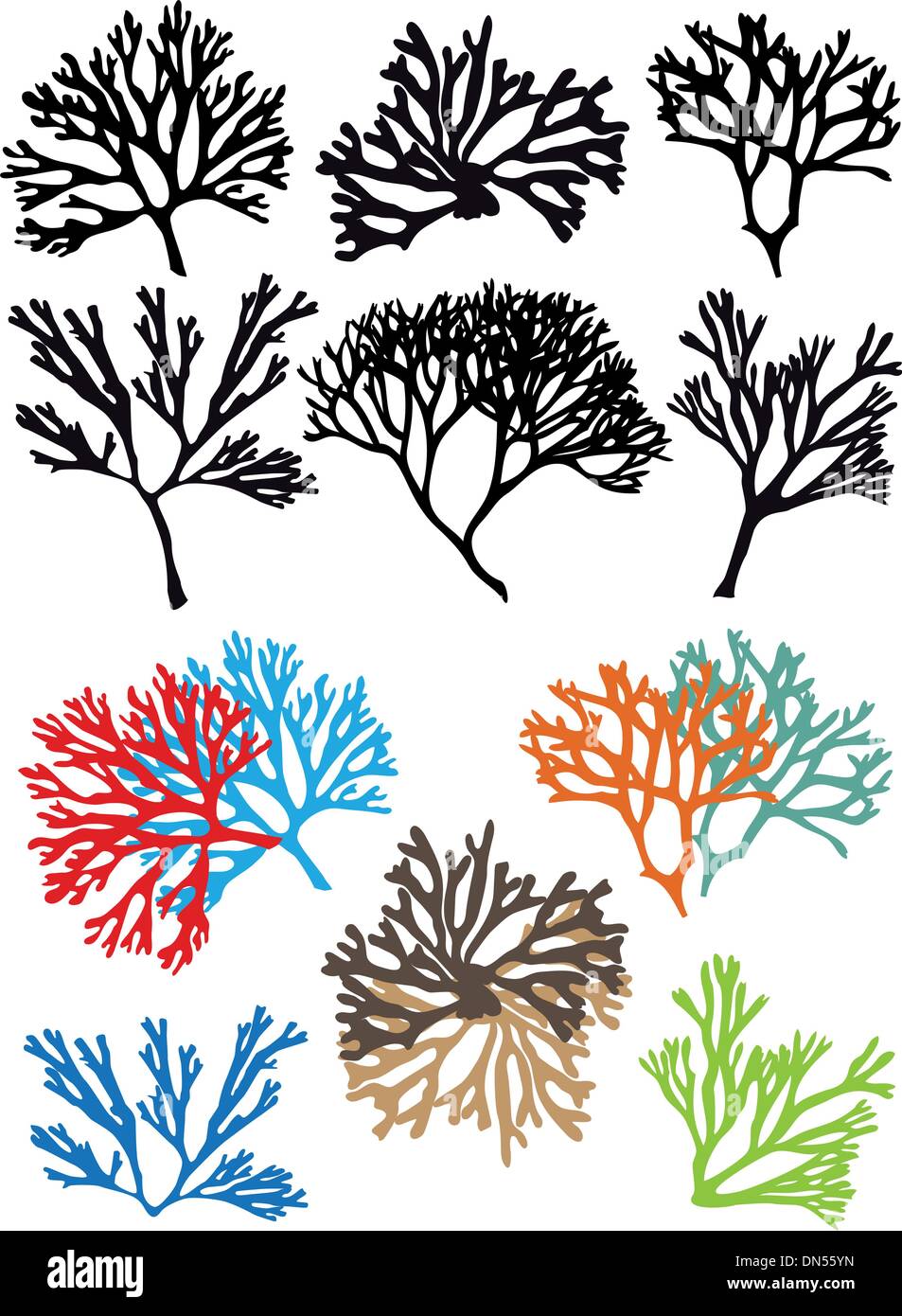 corals reefs, vector set Stock Vector