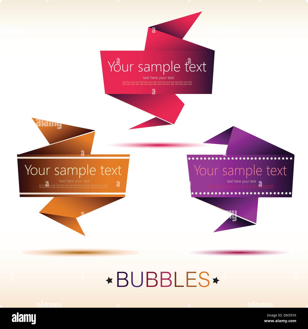 Abstract origami speech bubble vector backgrounds set. Stock Vector