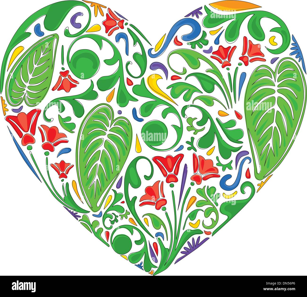Colorful floral heart Stock Vector Image & Art Alamy