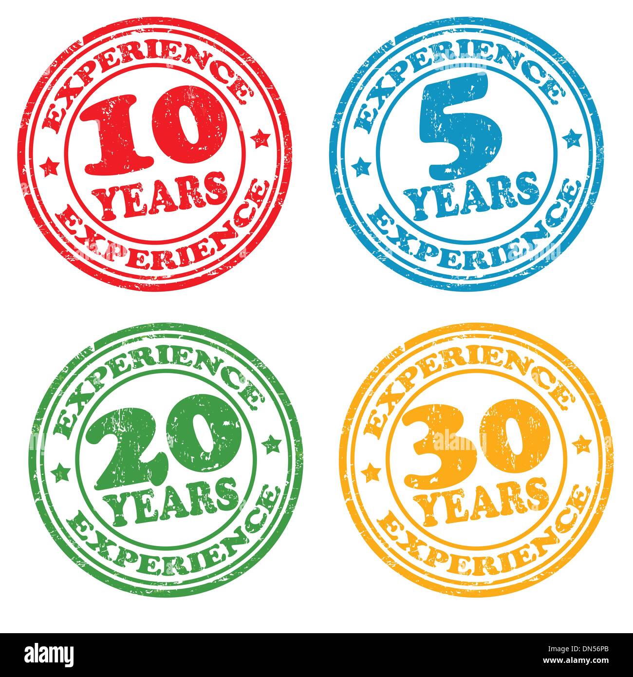 Set of years of experience stamps Stock Vector