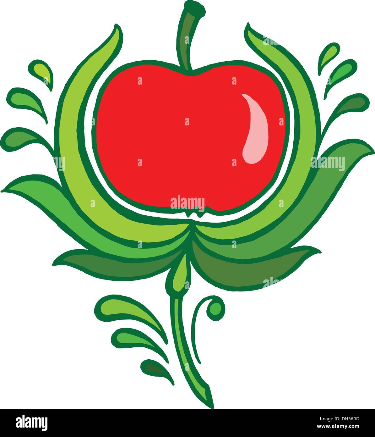 Red apple on tree Stock Vector Images - Alamy