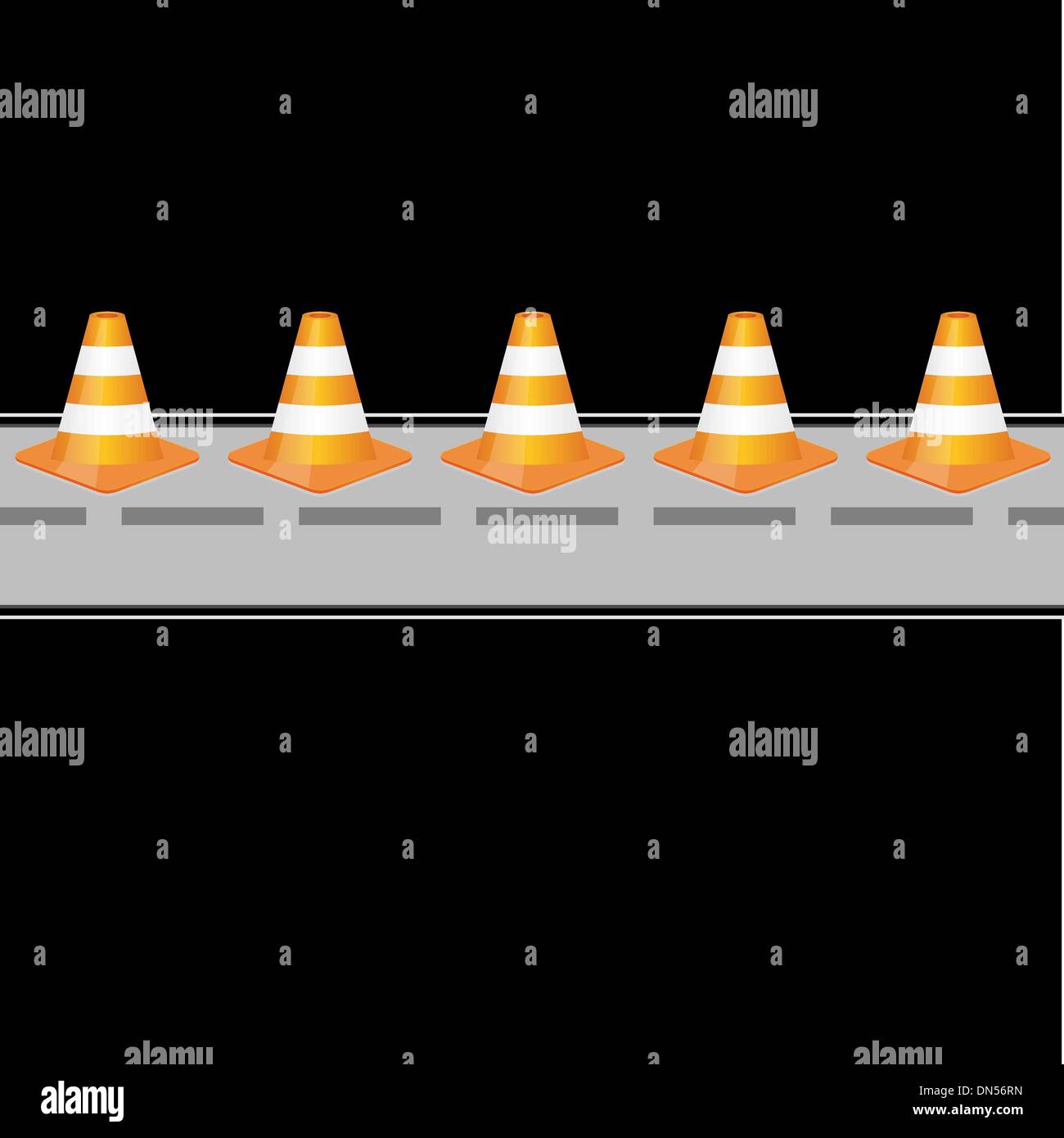 Background with traffic cones on road Stock Vector