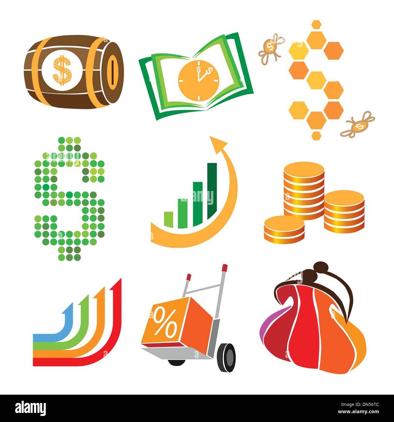 collection of vector icons of finance, money Stock Vector