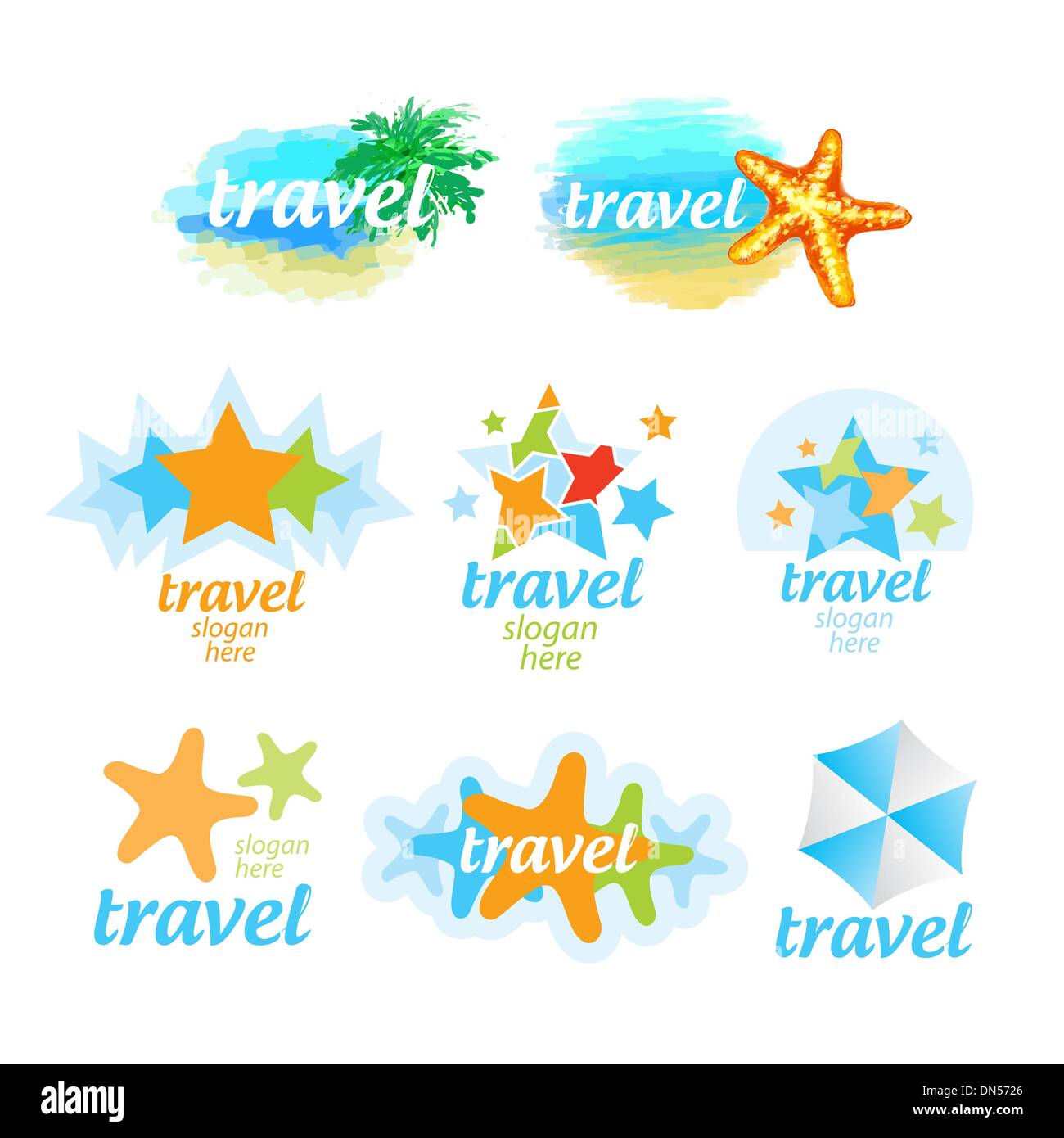 Collection of logos for the travel and tourism Stock Vector