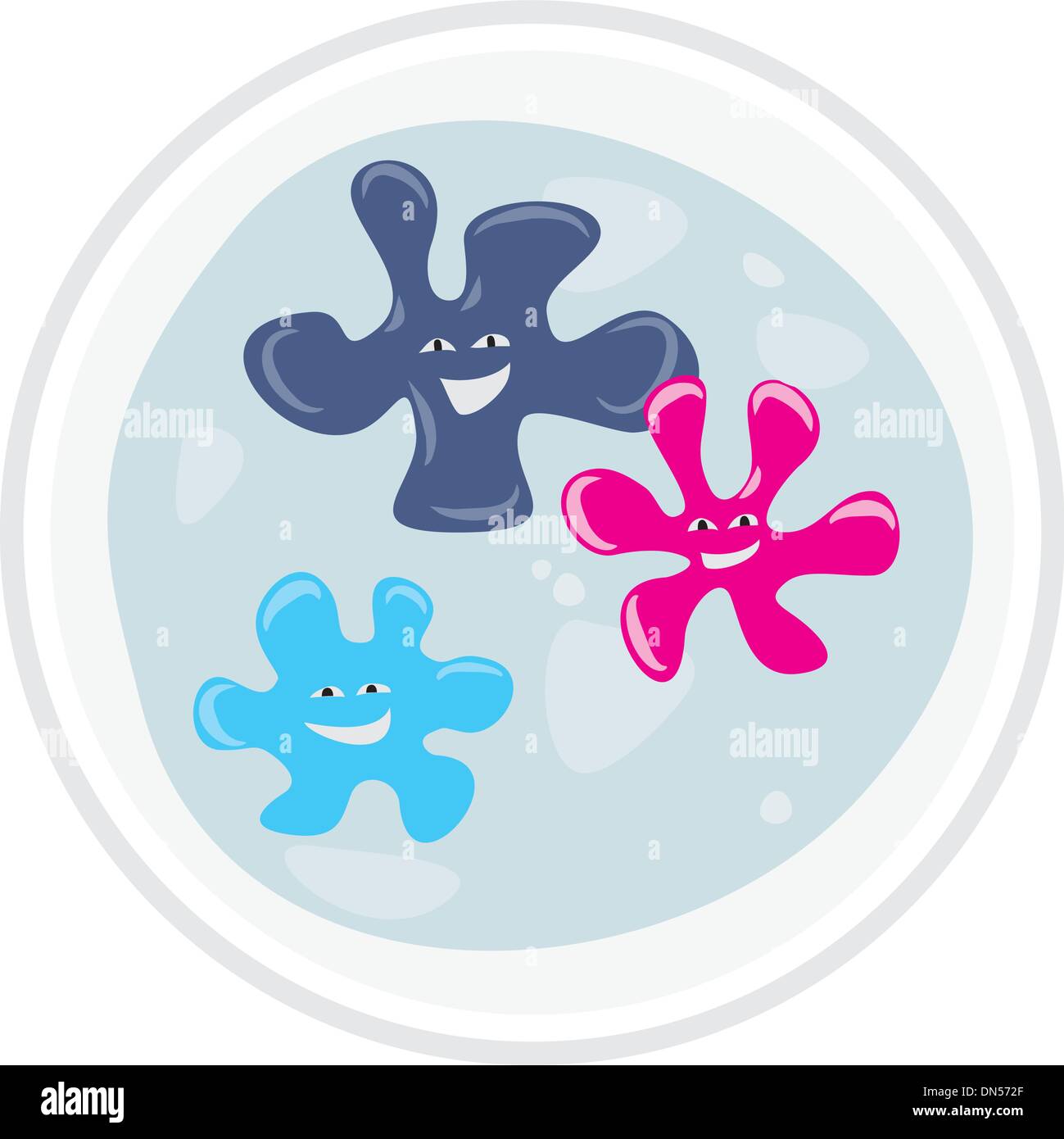 Vector bacteria and viruses on the plate under a microscope in a laboratory. Stock Vector