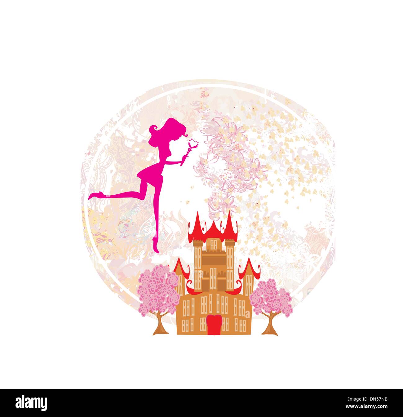 fairy flying above castle ,abstract background Stock Vector
