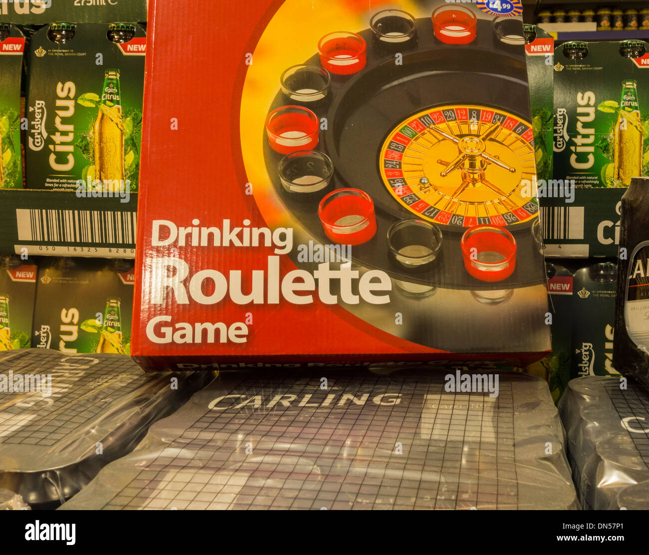 Roullet Drinking game in B&M store, UK Stock Photo