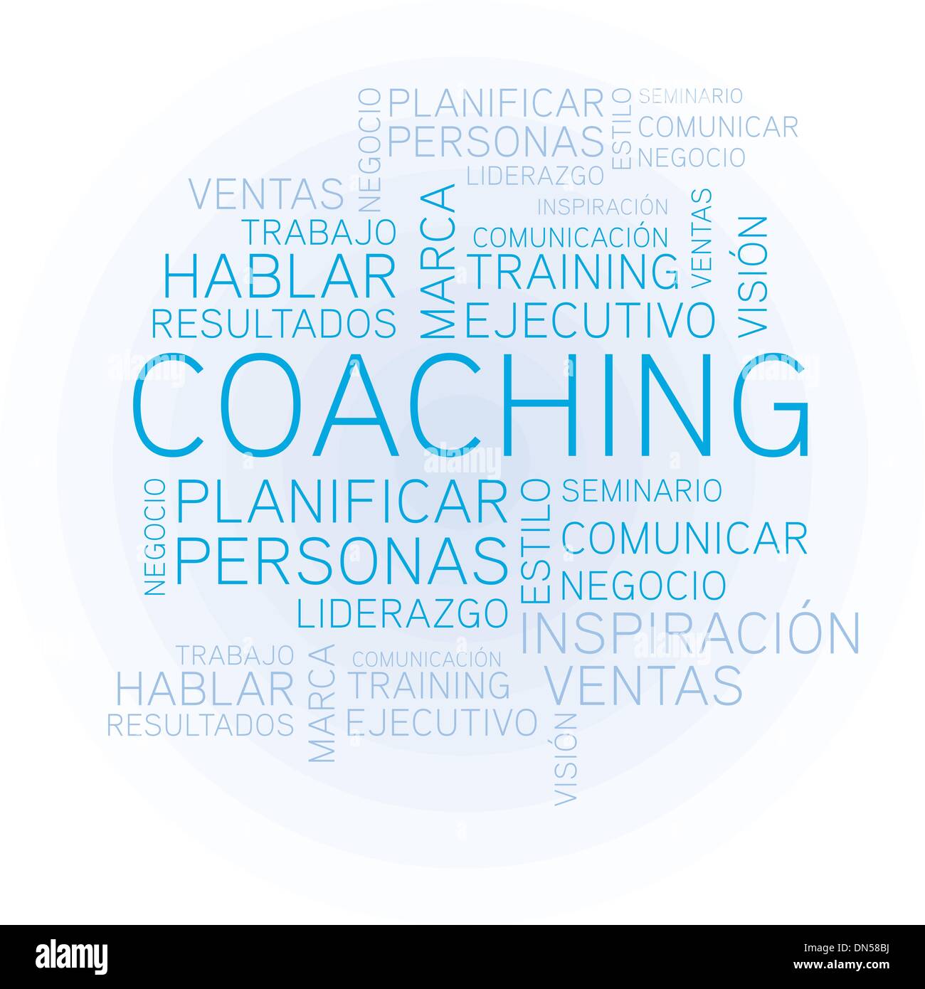Coaching concept related spanish words in tag Stock Vector