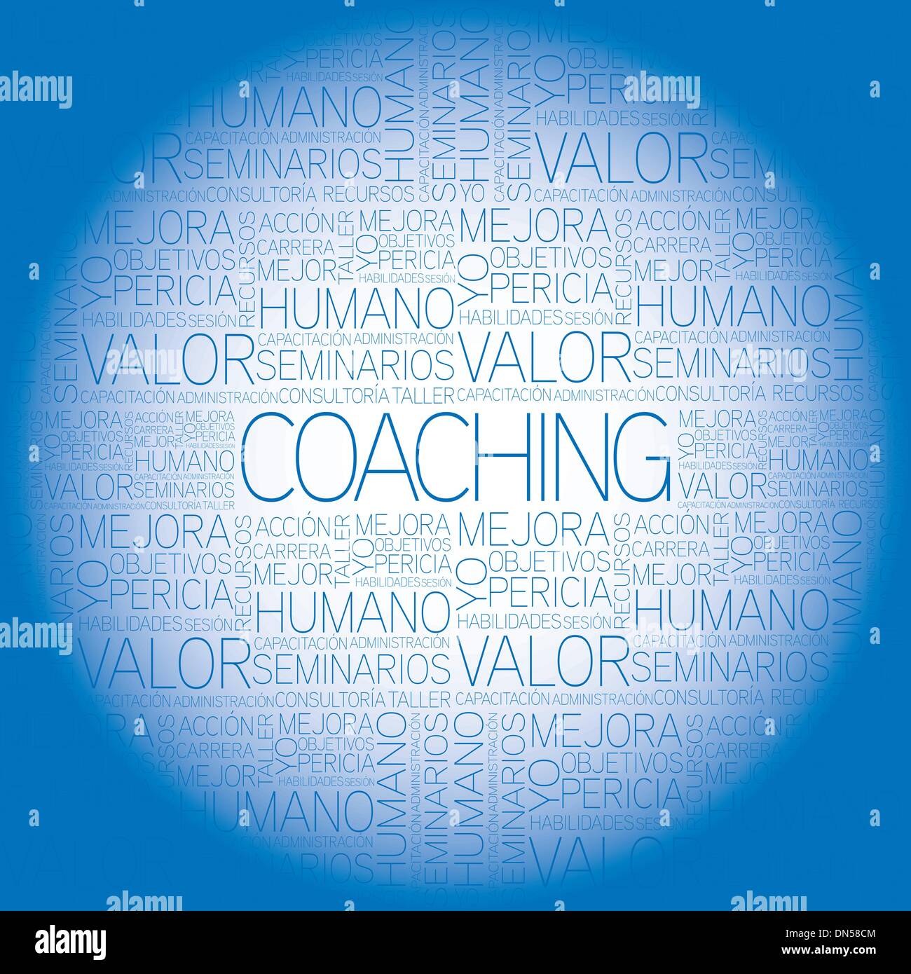 Coaching concept related spanish words in tag cloud Stock Vector Image