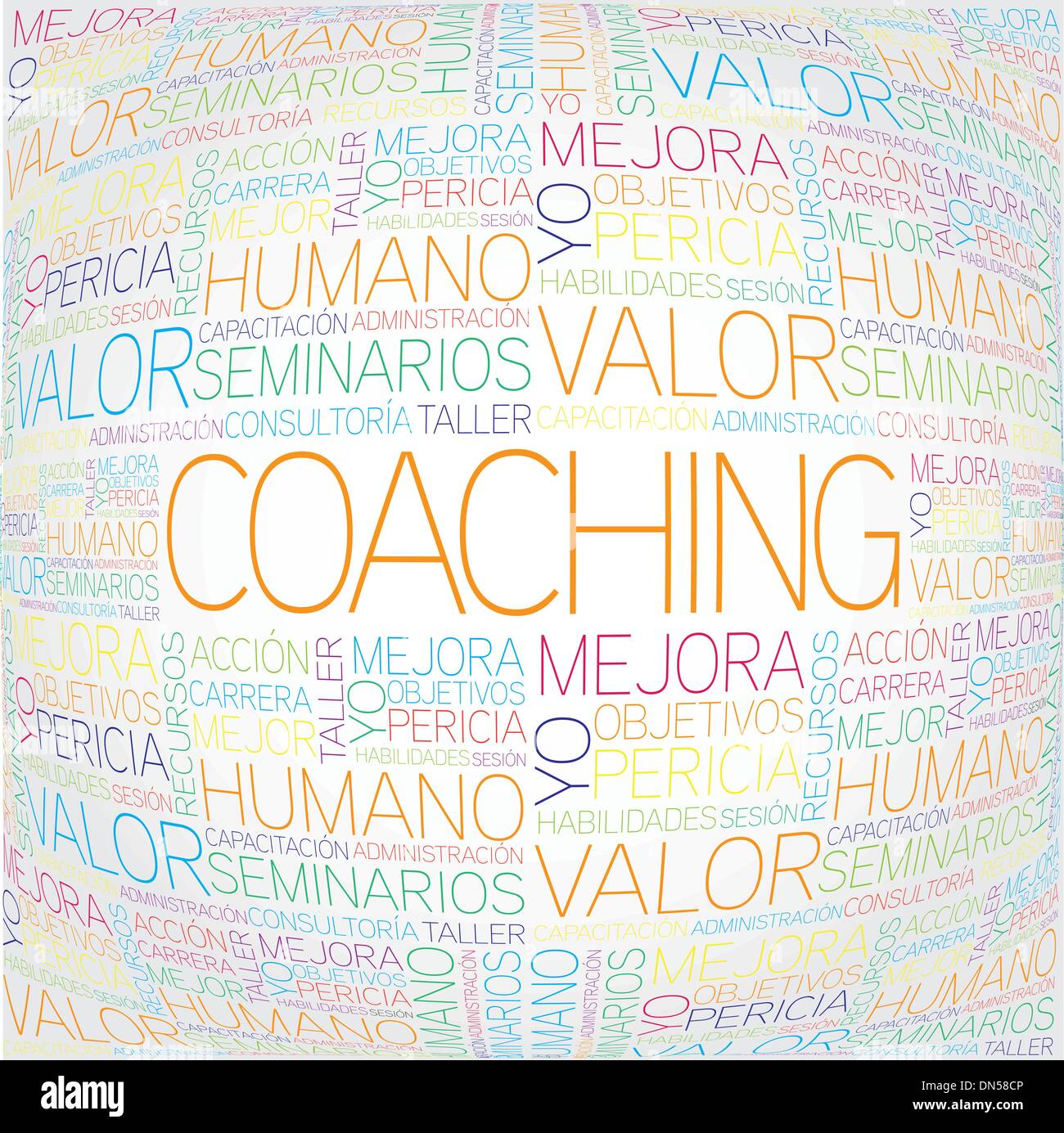 Coaching concept related spanish words in tag cloud Stock Vector Image