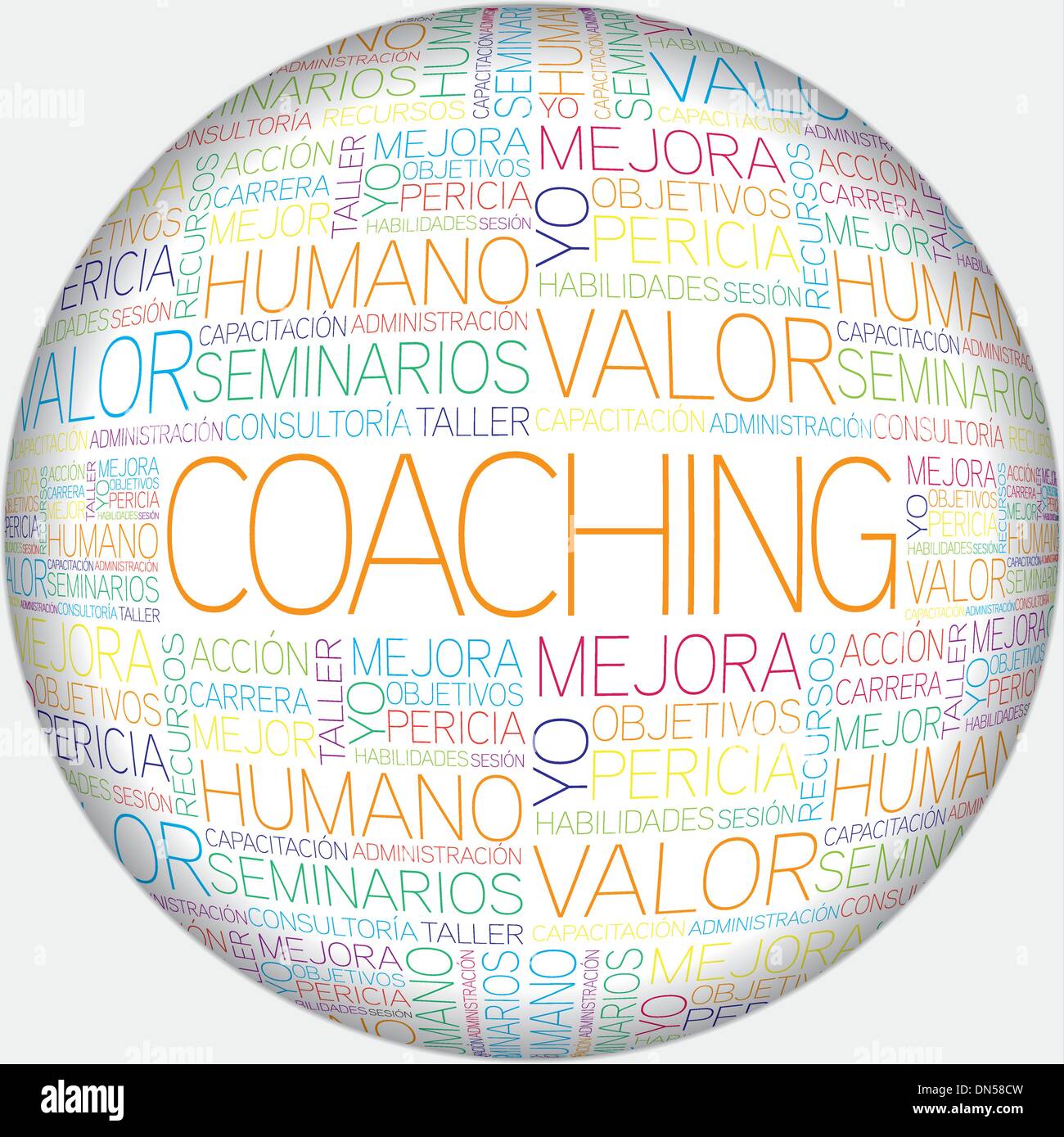 Coaching concept related spanish words in tag cloud Stock Vector