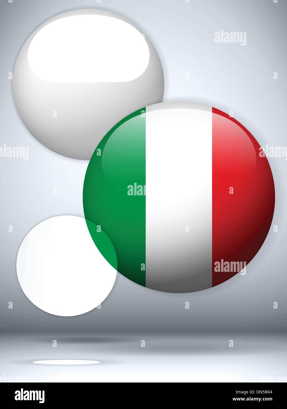 Italy Flag Glossy Button Stock Vector
