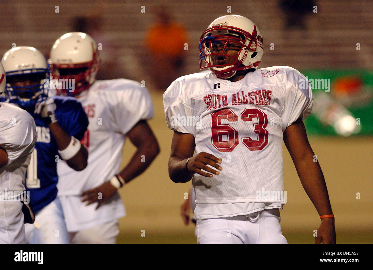 Aug 01, 2006; Austin, TX, USA; TRAVIS HOUSTON of Converse Judson catches  his breath during the THSCA All-Star football game at the University of  Texas on Tuesday, Aug. 1, 2006. He played