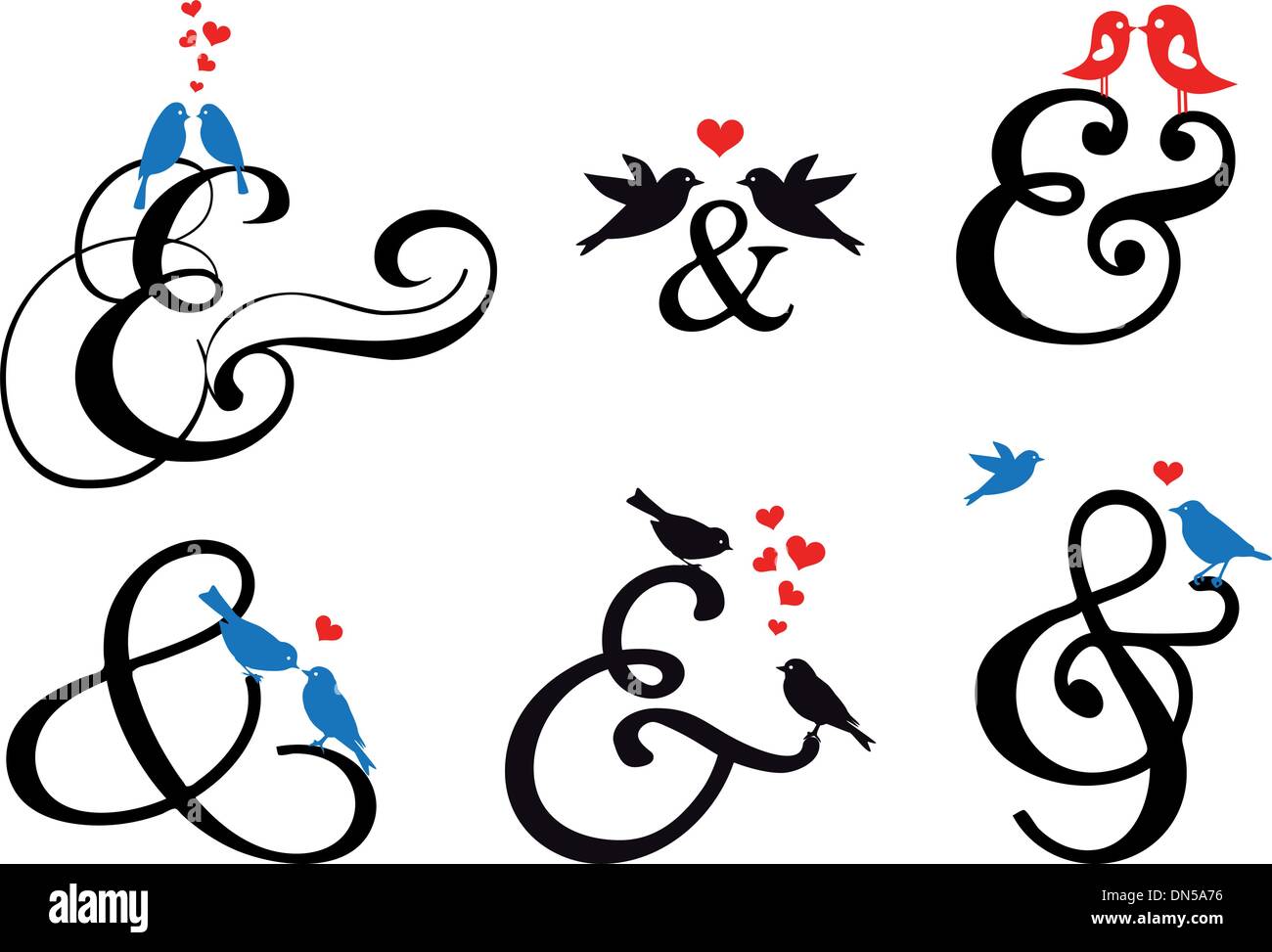 ampersand sign with birds, vector set Stock Vector Image & Art - Alamy