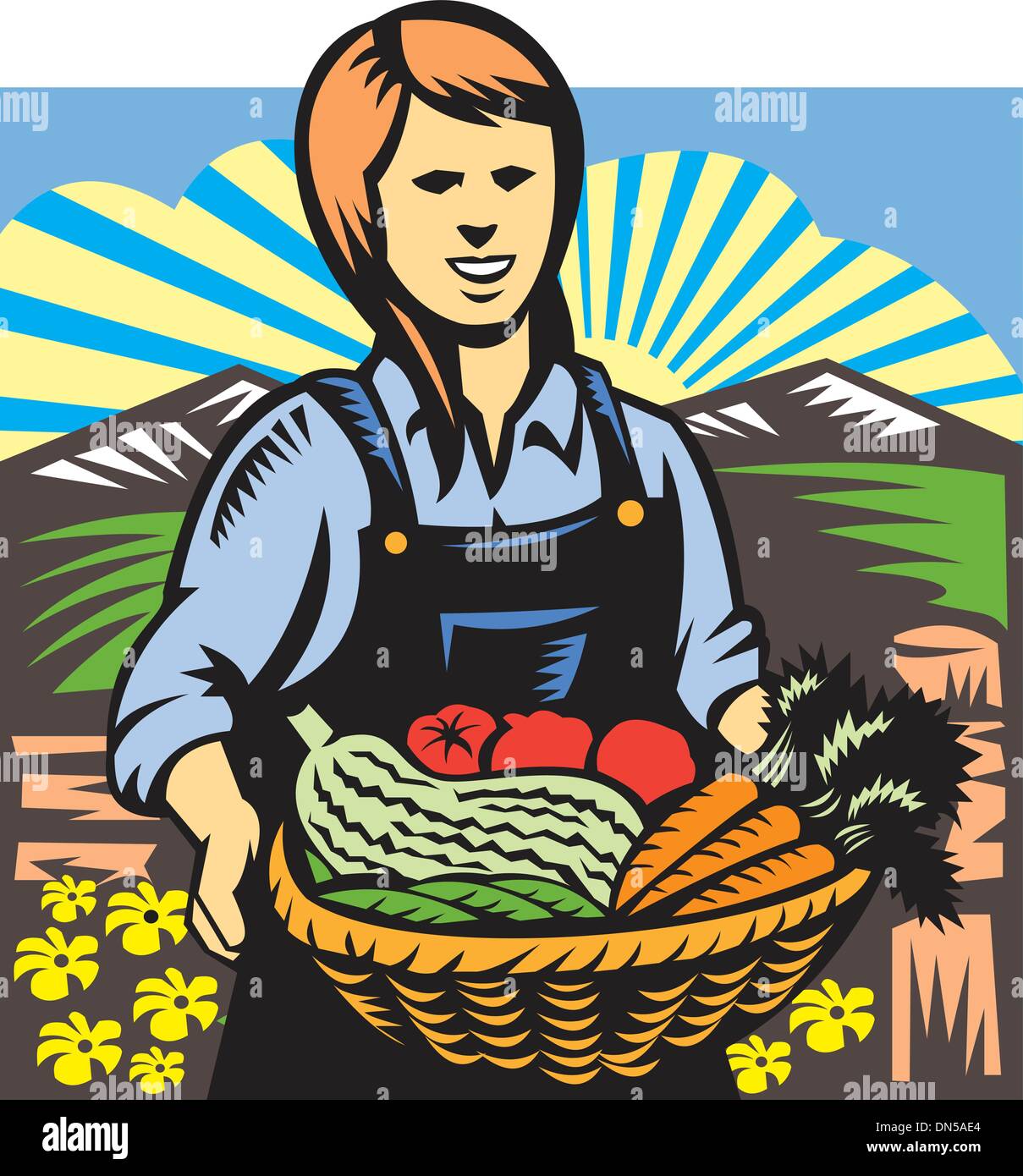 Organic Farmer Farm Produce Harvest Retro Stock Vector Image & Art Alamy