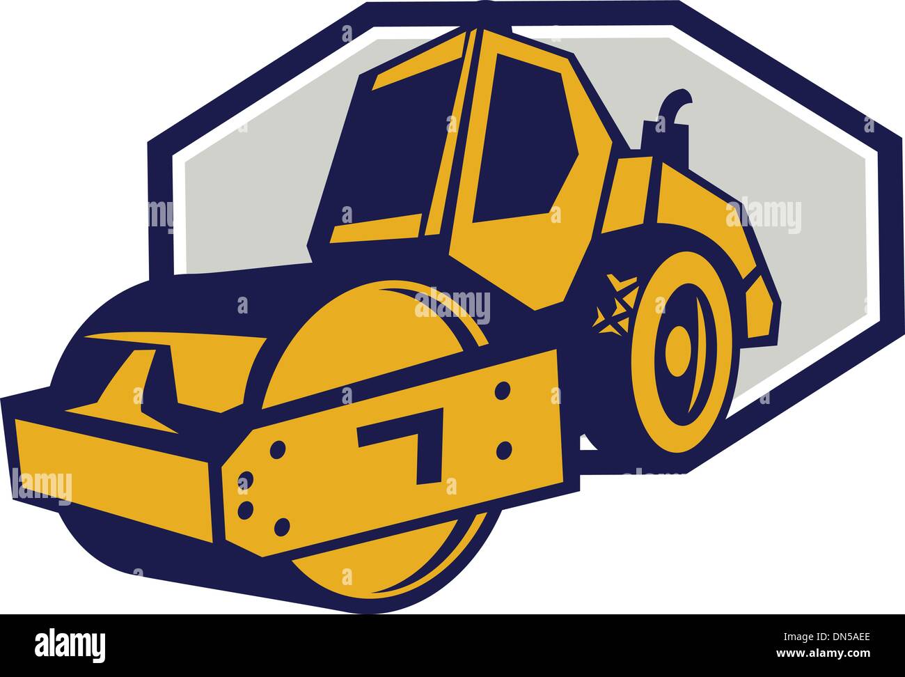Flat Drum Road Roller Retro Stock Vector Image & Art Alamy