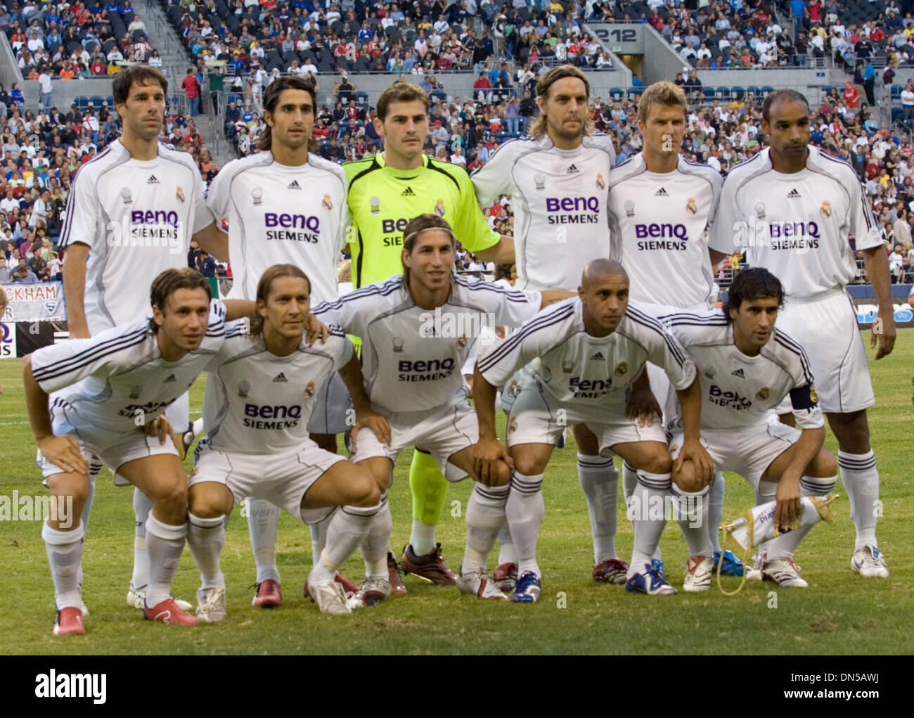 Aug 09, 2006; Seattle, WA, USA; Real Madrid team members pose prior to their exhibition soccer match against D.C. United. Mandatory Credit: Photo by Richard Clement/ZUMA Press. (©) Copyright 2006 by Richard Clement Stock Photo