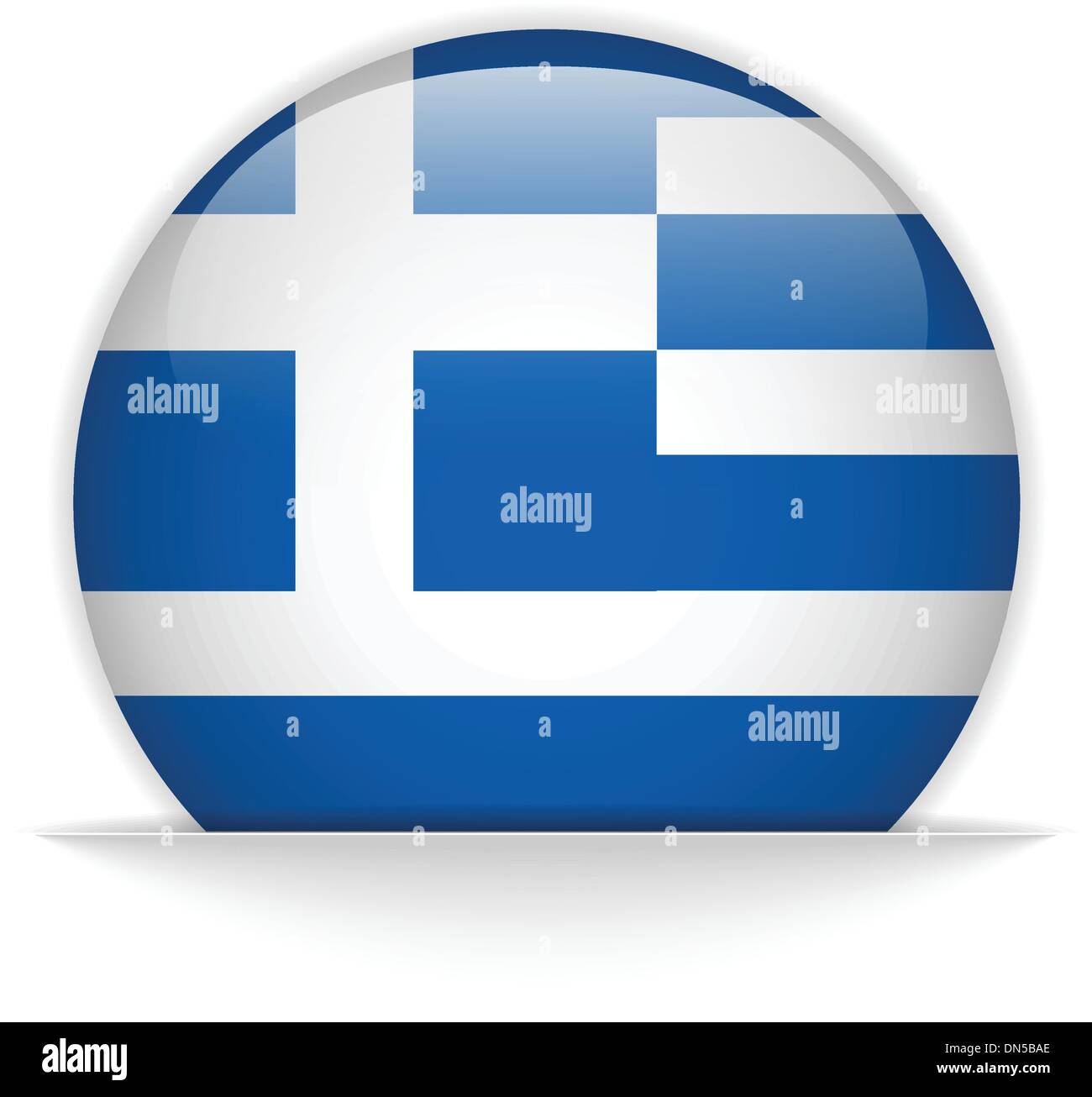 Greece Flag Glossy Button Stock Vector