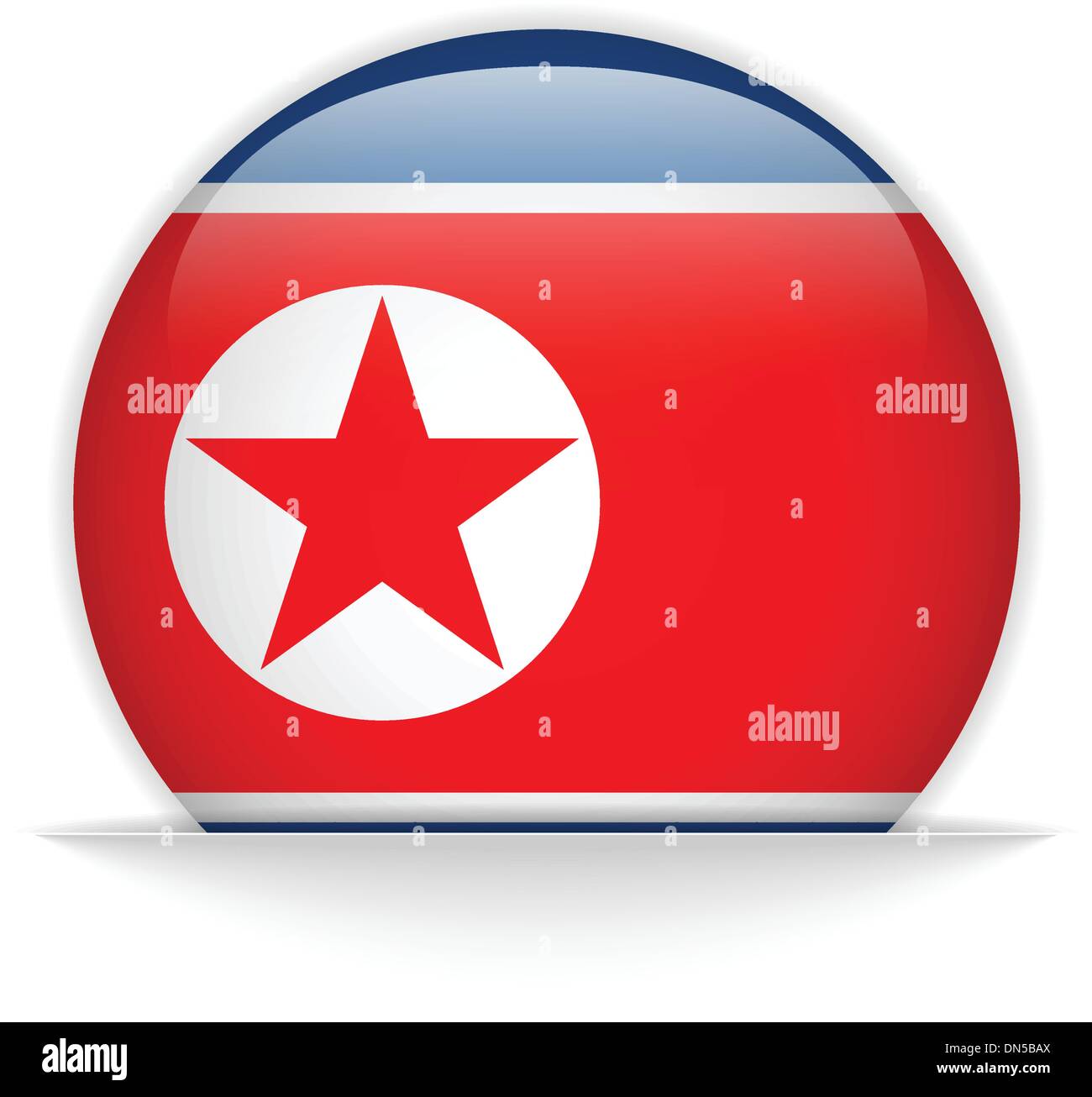 North Korea Flag Glossy Button Stock Vector