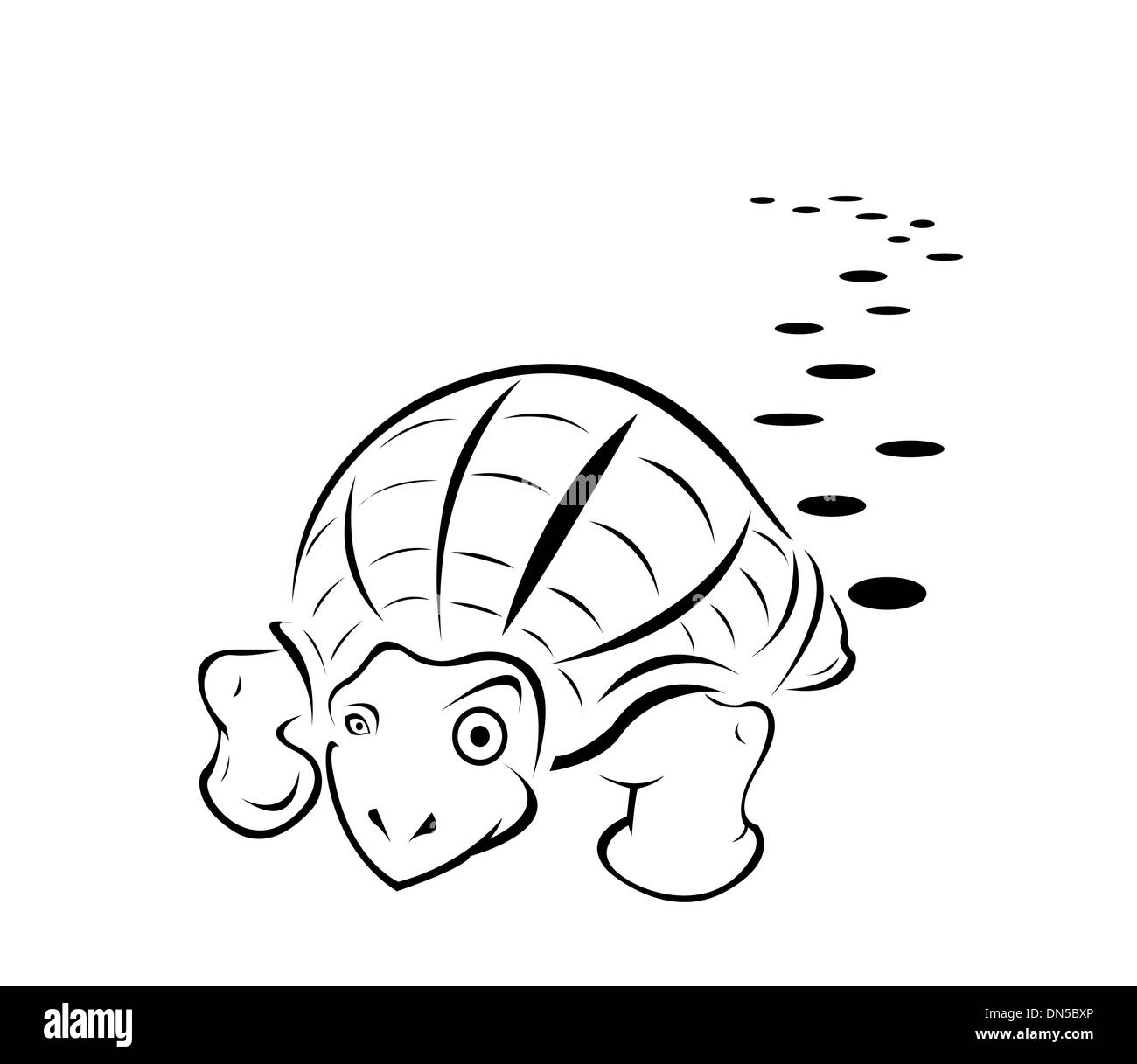 black-and-white turtle tattoo coloring Stock Vector