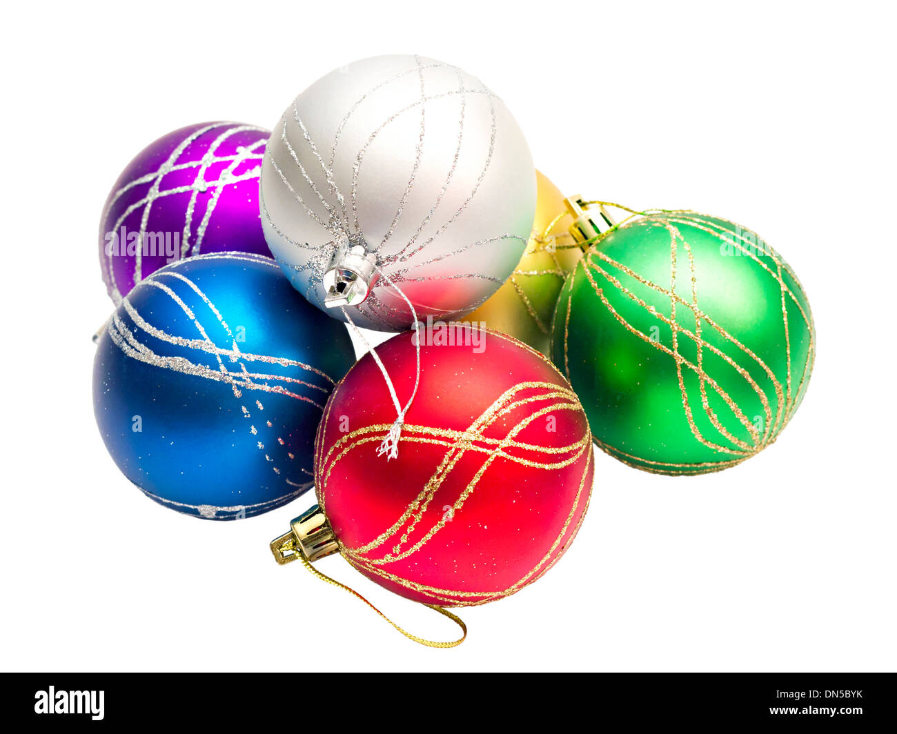 multi-colored Christmas balls isolated on white background Stock Photo ...