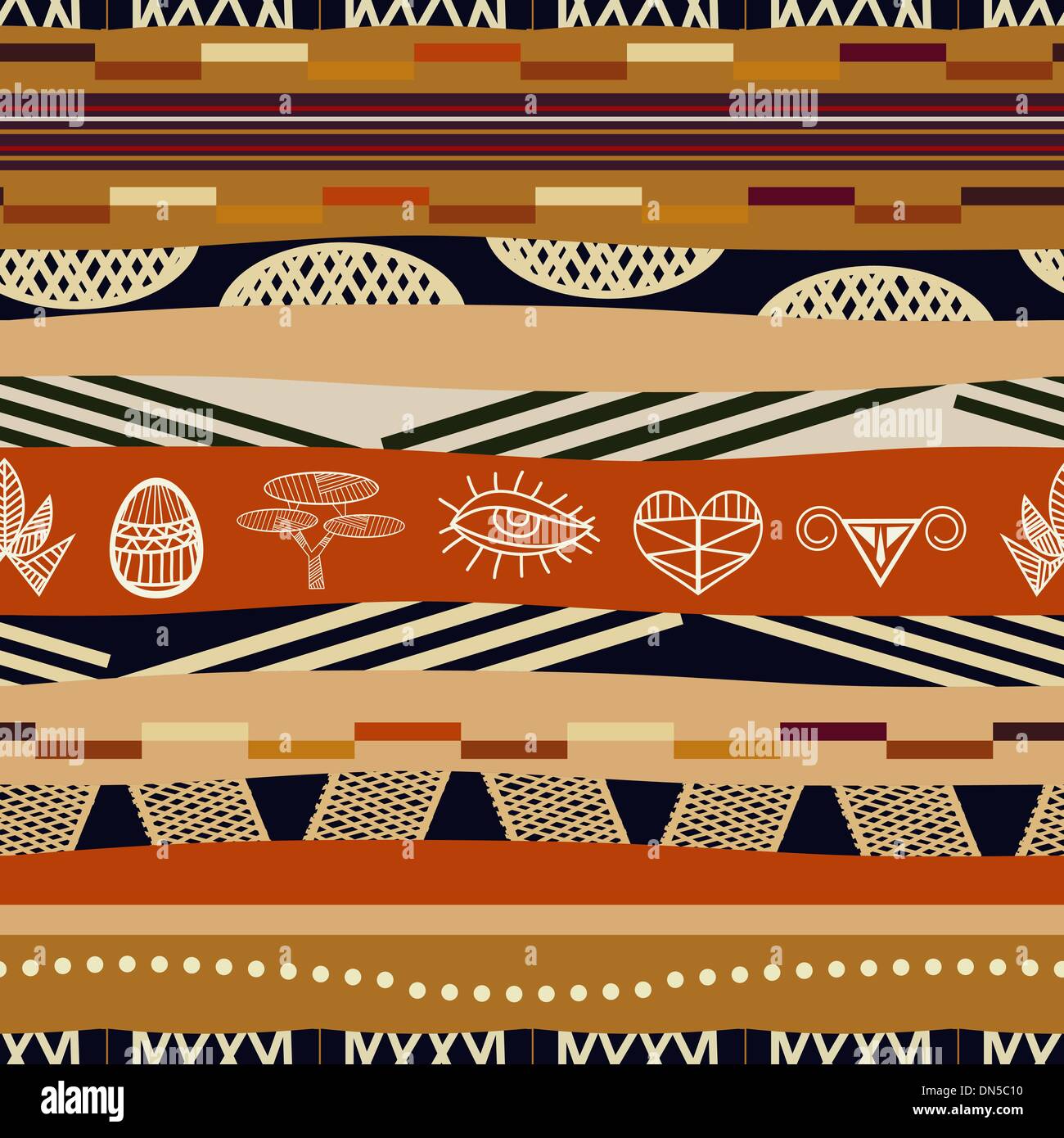 Seamless pattern with graphic elements. Tribal style Stock Vector