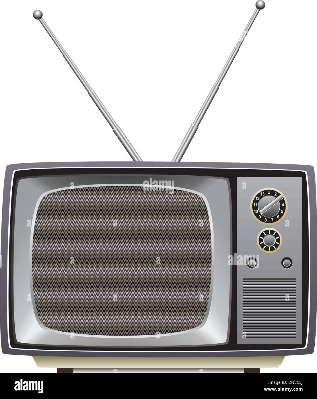 retro tv set with static on screen Stock Vector
