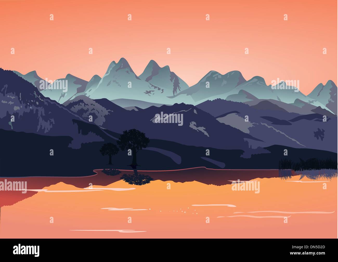 Mountains with lake Stock Vector