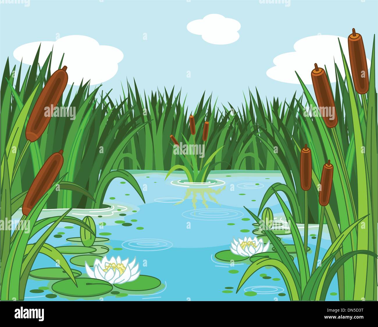 Pond scene Stock Vector Images - Alamy