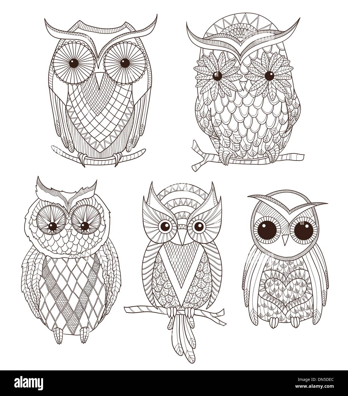 Set of cute owls. Stock Vector