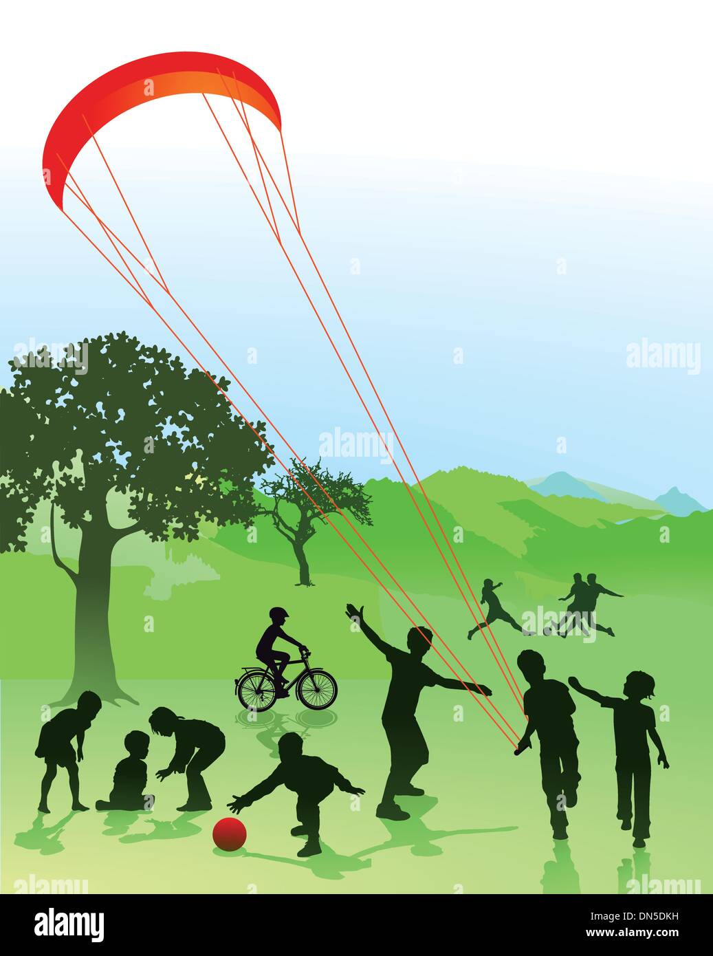 Children and young people in the park Stock Vector