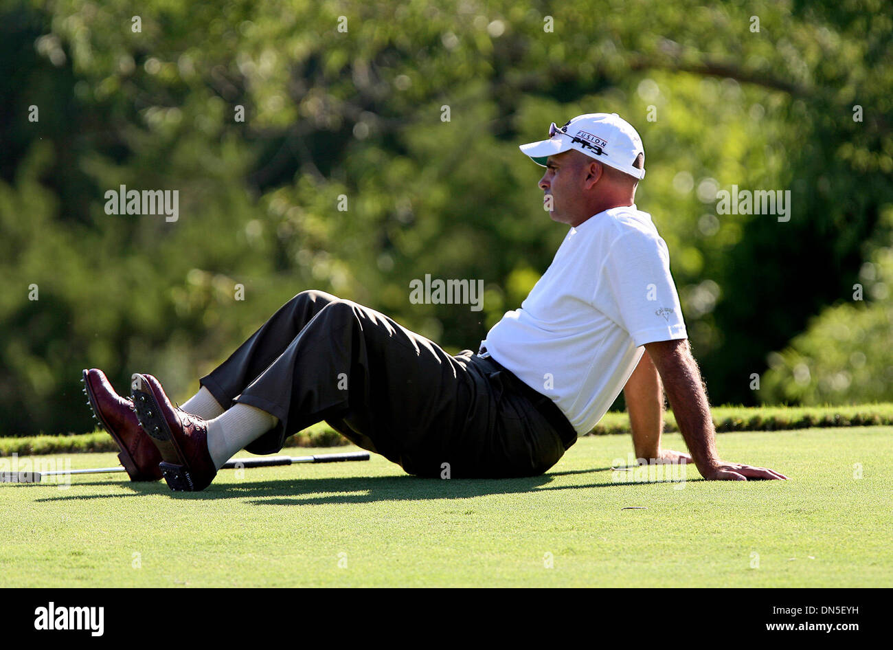 Sep 20, 2006; San Antonio, TX, USA; GOLF: ROCCO MEDIATE takes a break from the labor of golfing to gather in some of the scenery at the Resort Course at La Cantera where the Valero Texas Open Pro Am event took place Wednesday.  Mandatory Credit: Photo by Tom Reel/San Antonio Express-News/ZUMA Press. (©) Copyright 2006 by San Antonio Express-News Stock Photo