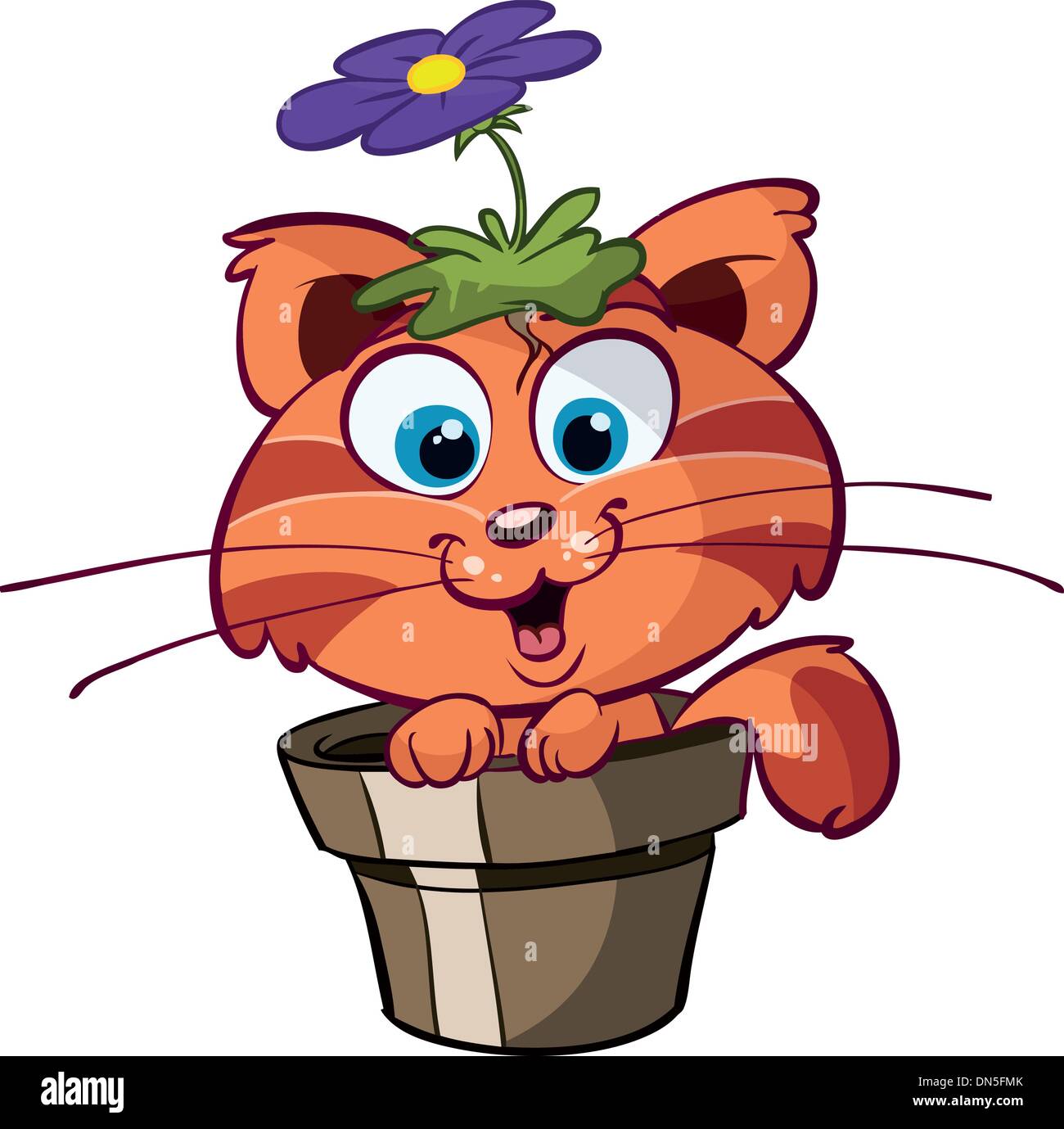 cat and flower Stock Vector