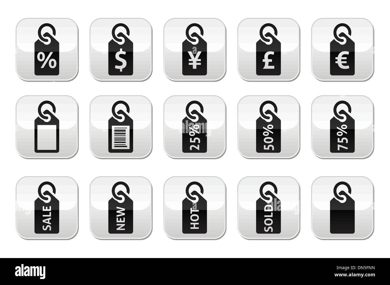 Shopping, price tag, sale vector buttons set Stock Vector