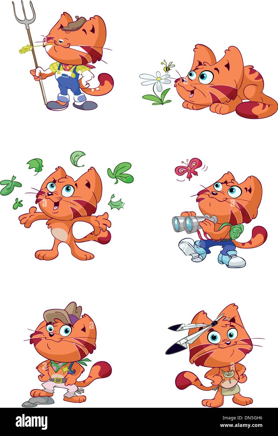Redvector Cat Cute red cat nature vector set Stock Vector Image & Art - Alamy