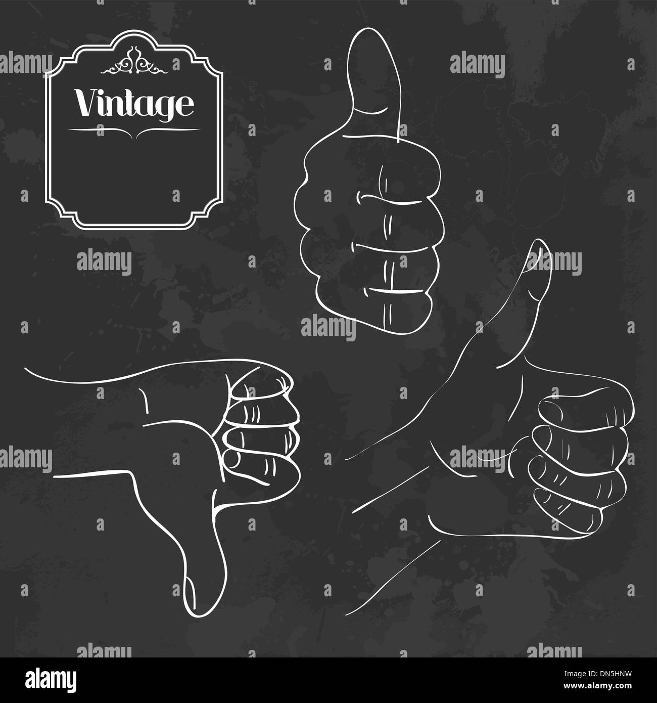 Vintage chalkboard hand set Stock Vector