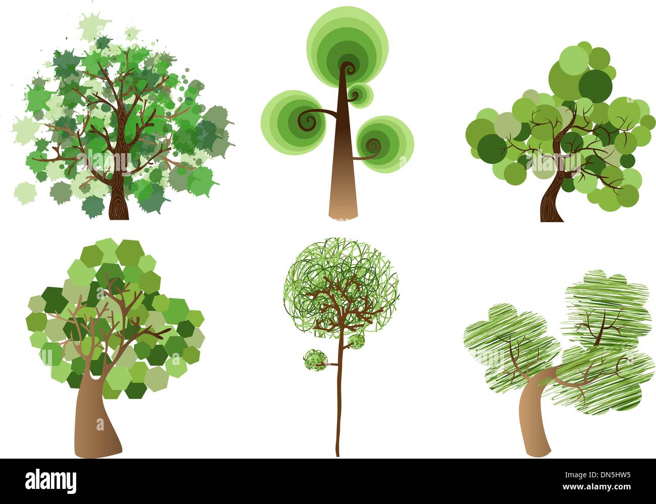 Multicolor tree set Stock Vector