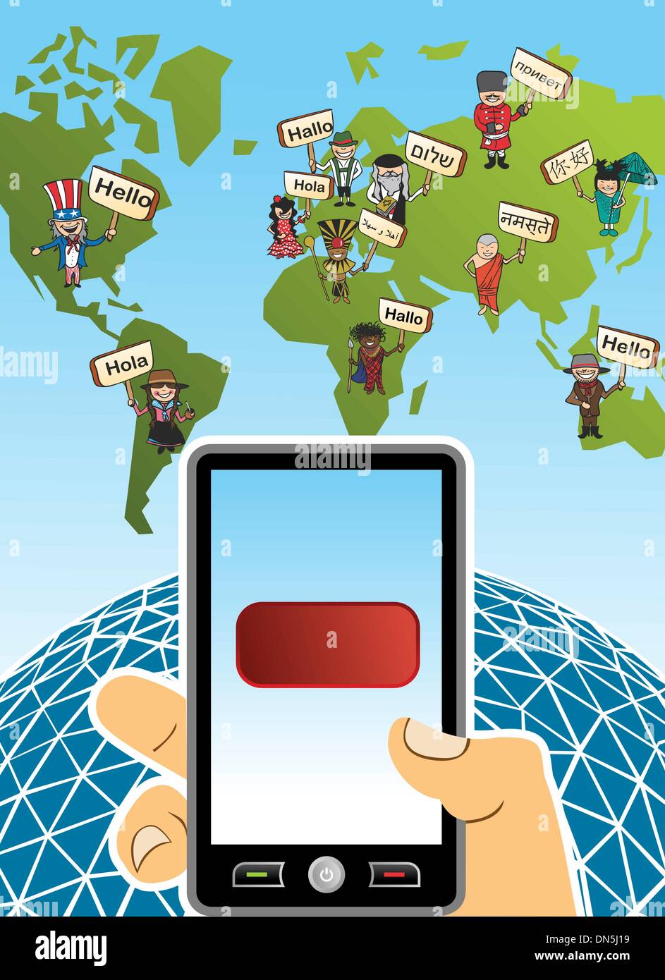 Global translation app concept Stock Vector