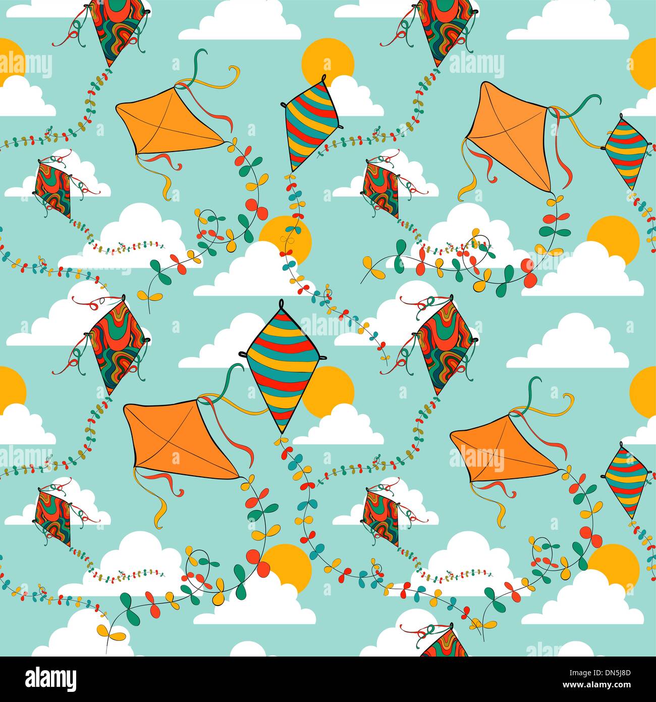 Flying kites seamless pattern Stock Vector