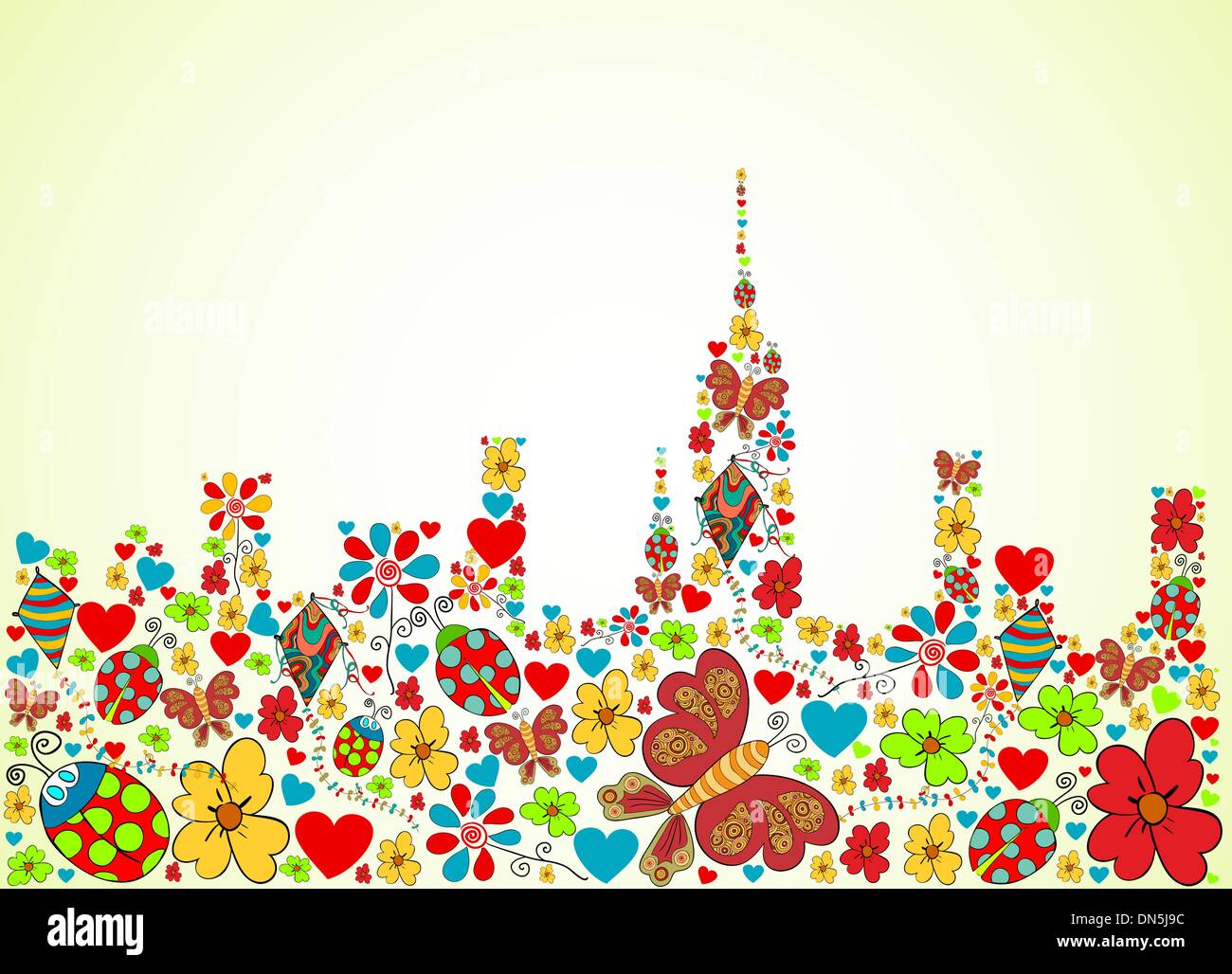 Spring time city skyline background Stock Vector